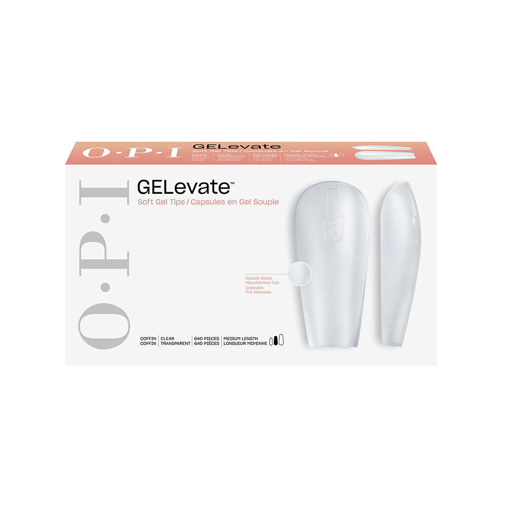 OPI GELevate Soft Gel Tips – Medium Clear Coffin