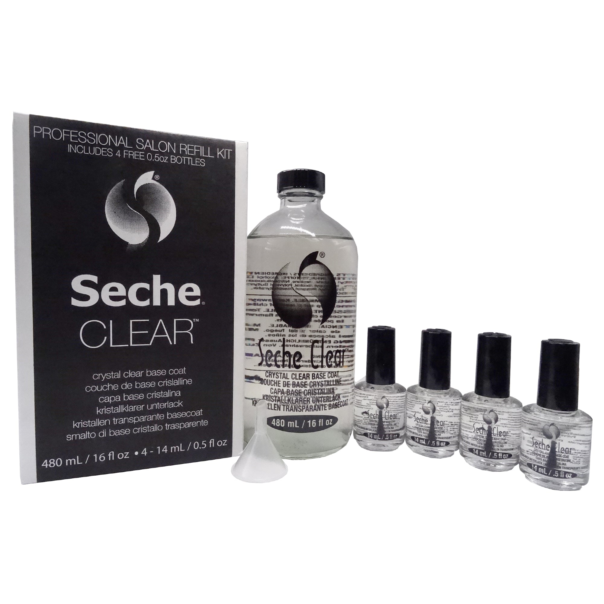 Seche Clear Crystal Clear Base Coat 16oz + 4 Bottles 0.5oz